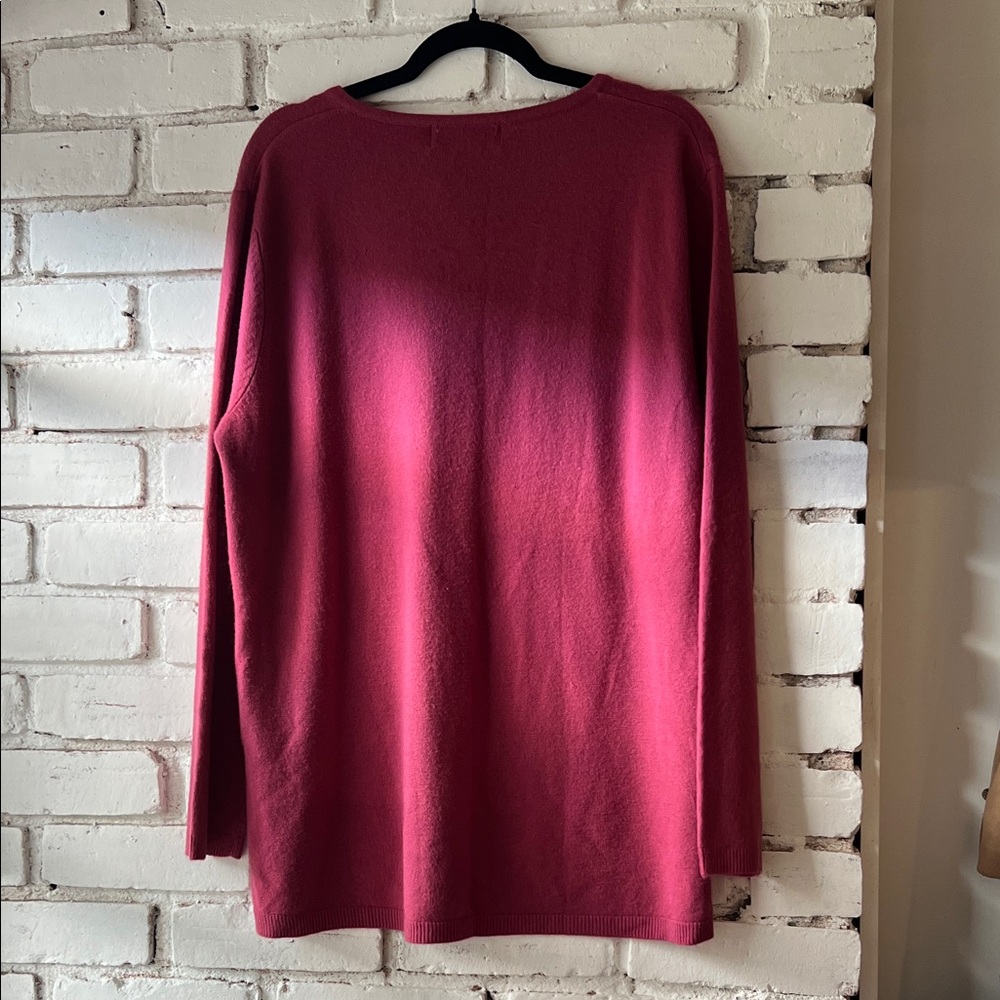 Women’s V-Neck Sweater in Deep Raspberry - Picture 6 of 6
